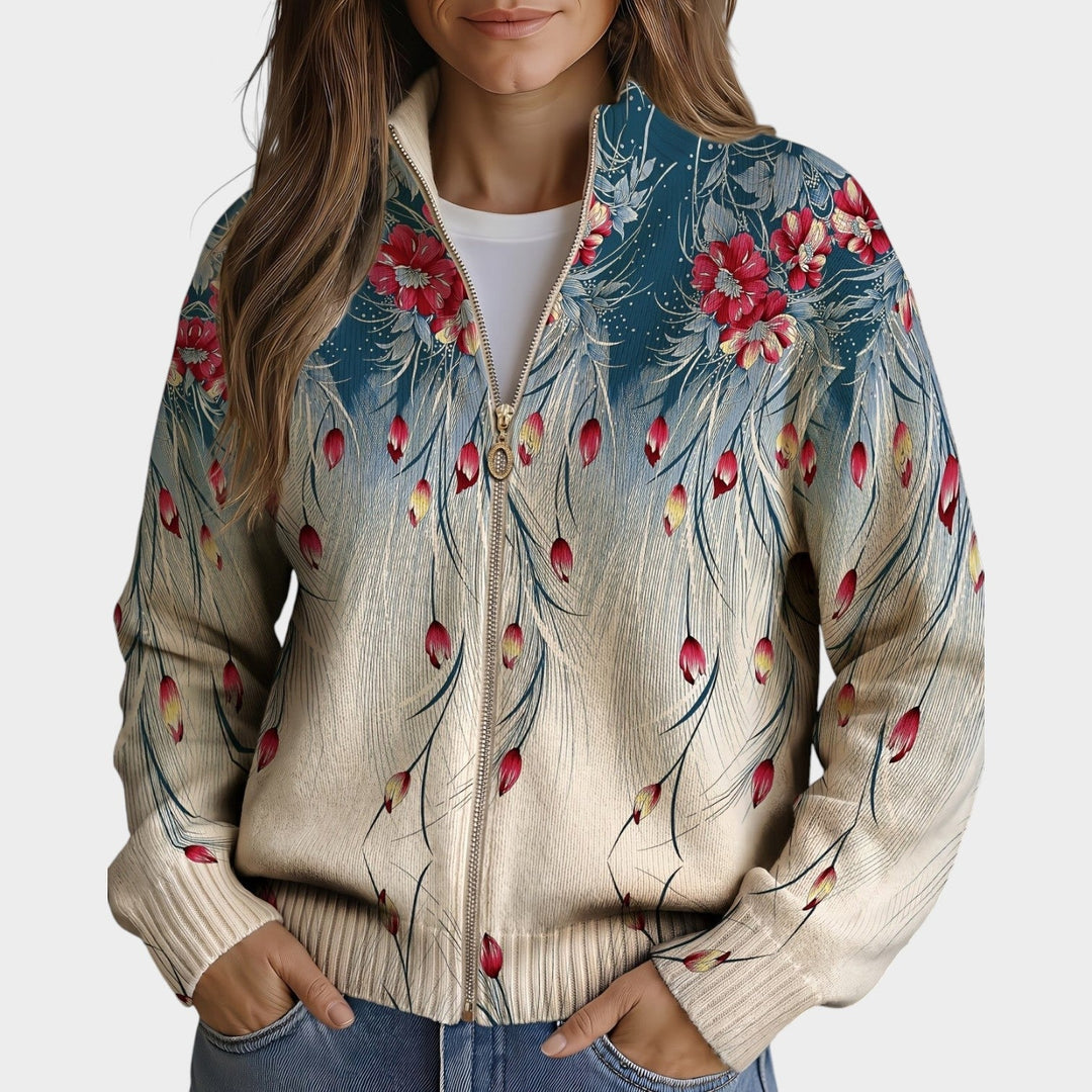 Women’s Floral Cardigan Ombre Print Zip Up